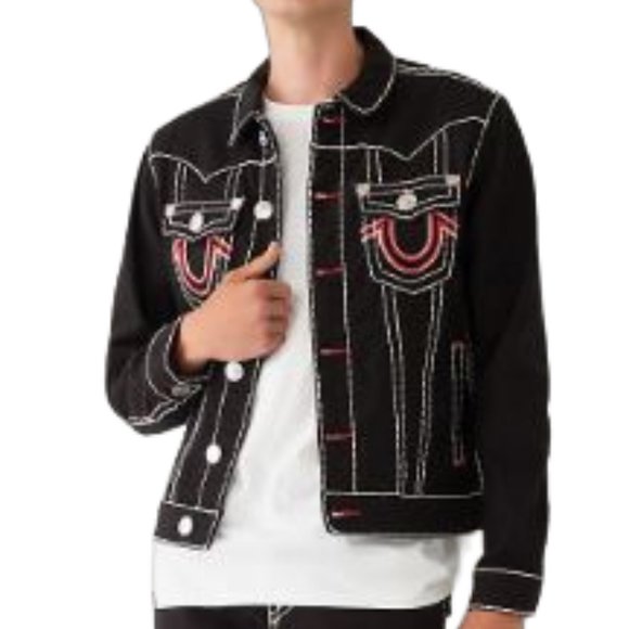 True Religion Mens Jimmy Super T Stitch Denim Jacket - 107499 - Picture 3 of 4